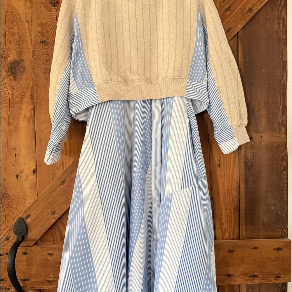 3.1 Phillip Lim Blue and White Striped Midi Shirt Dress - Picture 6 of 12
